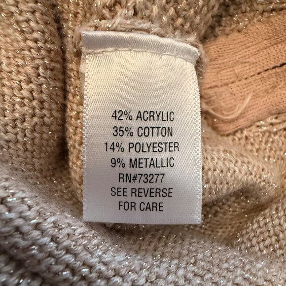 APT.9 Beige Knit Sweater Women's Size L W/ Side Zippers & Shimmer Threads - Picture 6 of 9